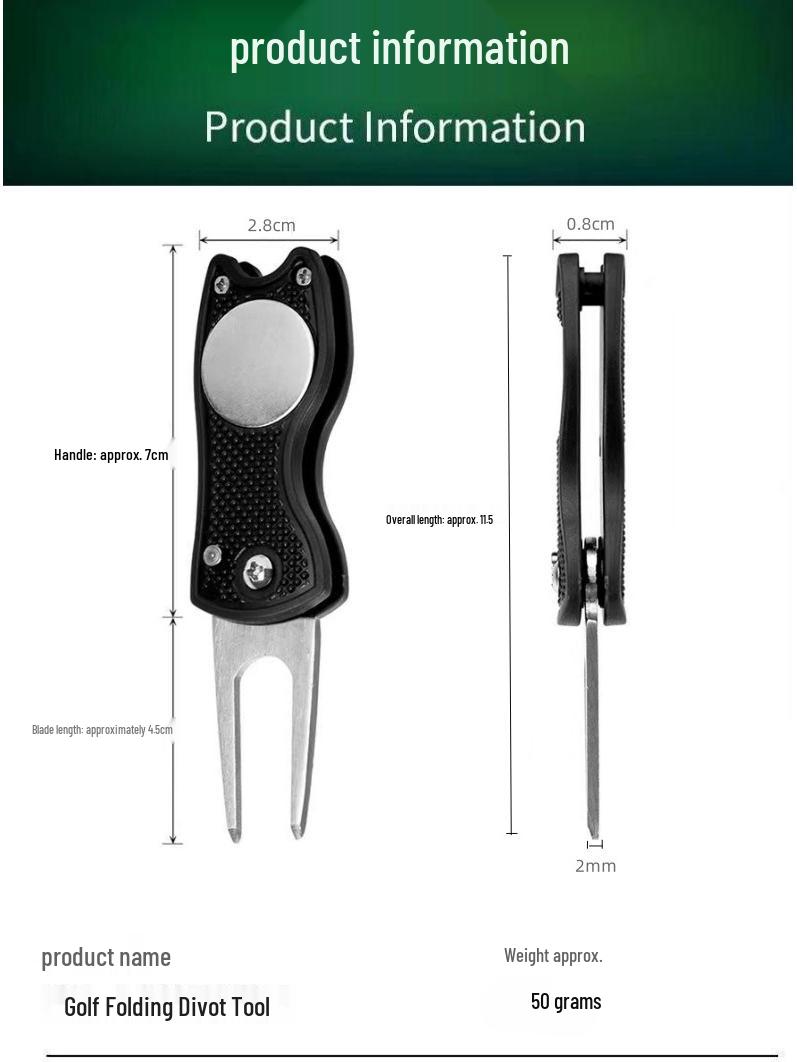 

Алюминиевая складная вилка для гольфа с рукояткой из нержавеющей стали 11.5 x 2.8 cm серый