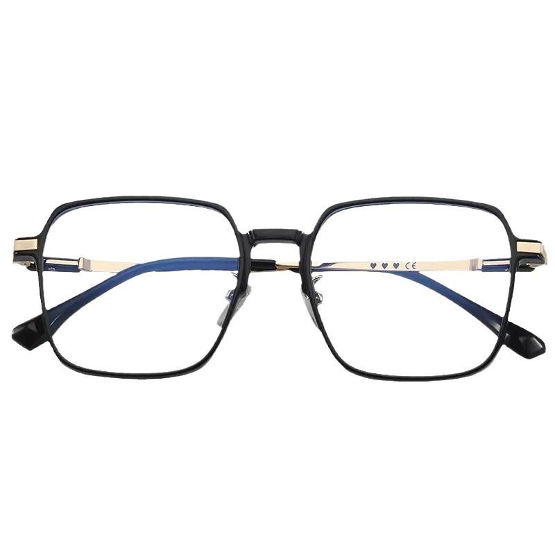 Anti-blue flat light glasses, women's literary and artistic fan, pure desire to show the wind, small face, large square frame, myopia glasses frame, f