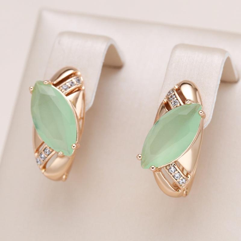 New Emerald Rhombus Cut Zircon With  Rose Gold Drop Earrings For Women Unusual Luxury Daily Jewelry  Best Design