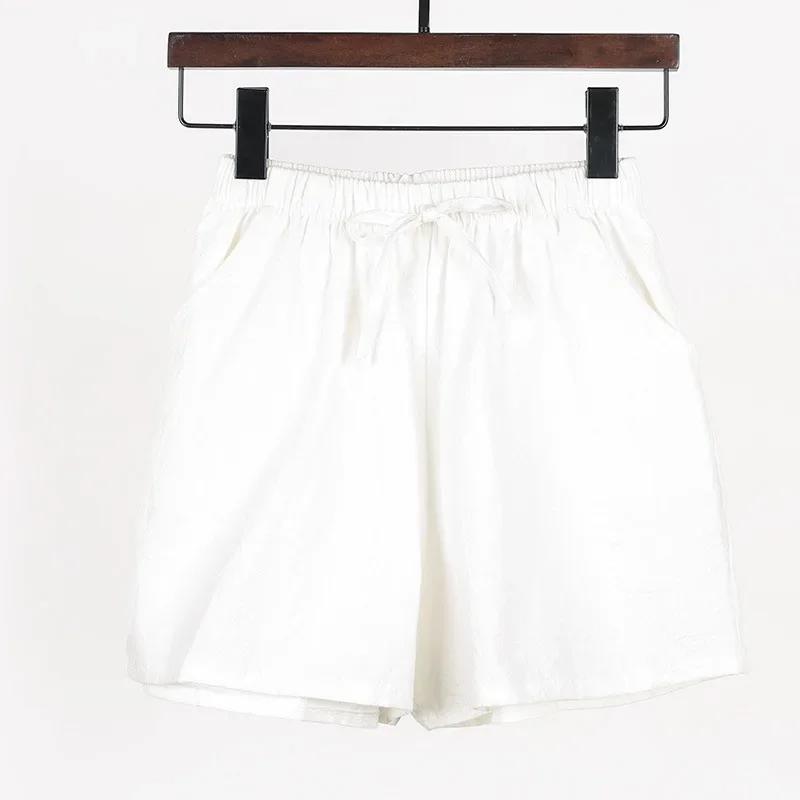 Women High Waisted Casual Linen Shorts Women Gym Workout Shorts Cotton Short Pants Loose-fitting Ladies Short Femme Women Shorts Sport