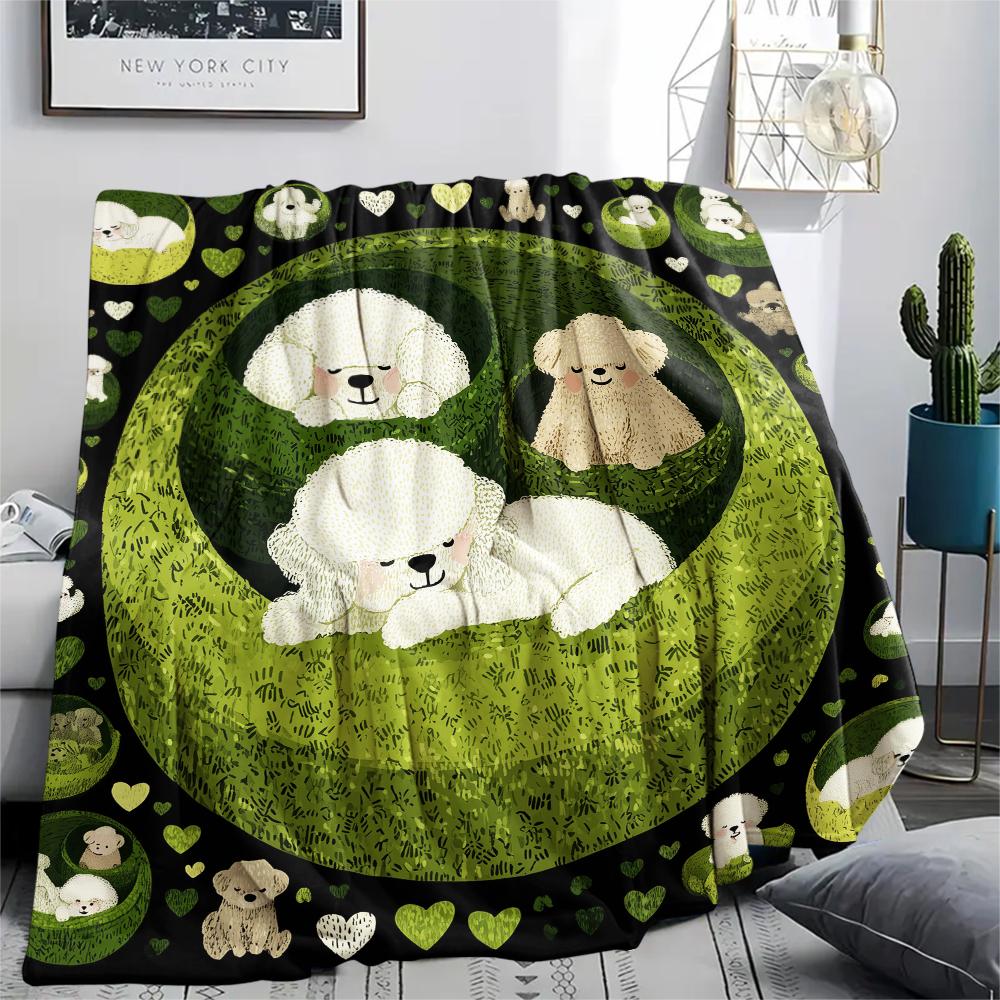 

Cartoon Poodle,pattern Flannel Blanket, High quality Comfortable for All Seasons, Home Decor, Warmth and Comfort, Perfect for Gifts. 80cm x 120cm