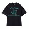 Awake But At What Cost Print T Shirt Retro Funny Raccoon Meme Tee Shirt Men Women Fashion Casual Short Sleeve Tshirt Streetwear
