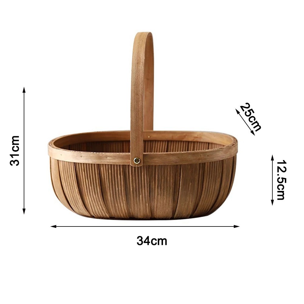 Home Wicker Basket Empty Oval Willow Woven Box Easter Large Organize Vegetables Basket With Handle Picnic Basket Present