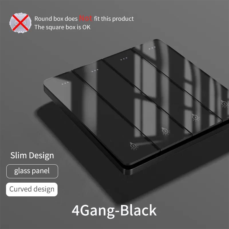 Ultra Thin Glass Wall Switch EU UK Standard 16a Socket Large Panel Wall Light Square Switch Socket 86mm Home Hotel Decoration 3