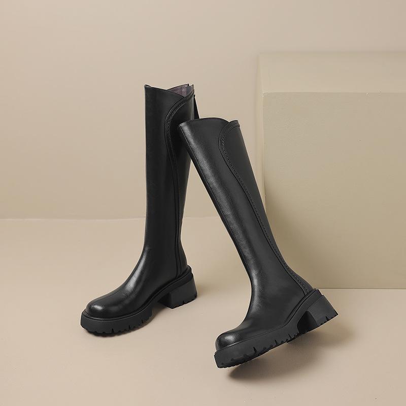 British Style Thick Heel Thick-soled Tall Knight Boots Women's 2025 Autumn and Winter New Versatile and Thin Knight Boots