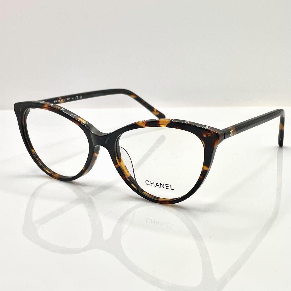 Used CHANEL eyeglass frame temple here mark fox frame CHANEL logo brown tortoiseshell color