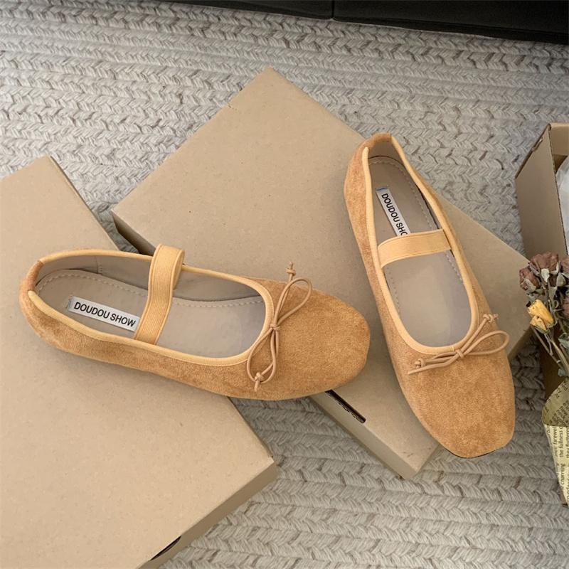 

Fashion IPPEUM Velvet Ballet Flats Red Round Toe Mary Janes 2025 New Summer Ballerinas Shoes Mujer 245 жёлтый