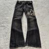 Vintage Vyšívané Patchwork Dámské Zvonové Džíny Y2k Harajuku Široké Nohavice Americký Styl Džínové Kalhoty Vaky Punk Streetwear