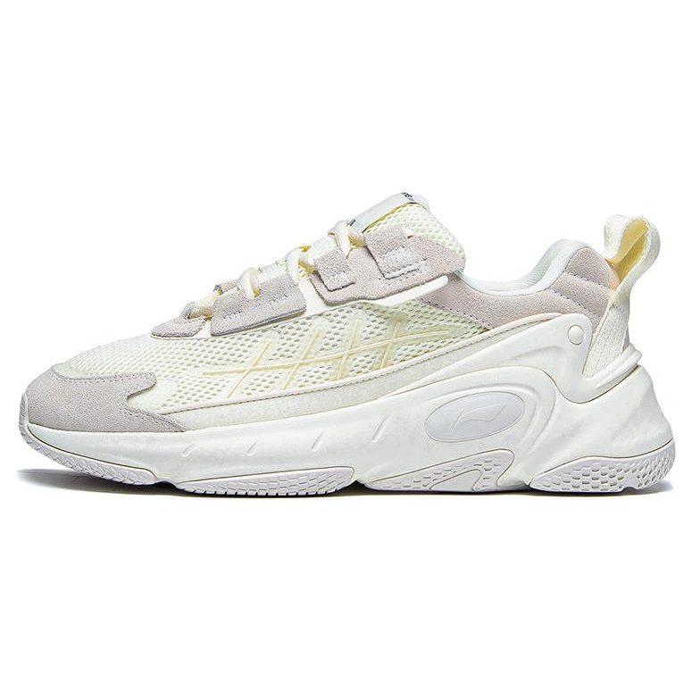 Li Ning Nebula 2K Textile, Synthetic Leather Low top Slip Resistant Abrasion Resistant Sports Casual Shoes Women's Ecru AGCT078-1