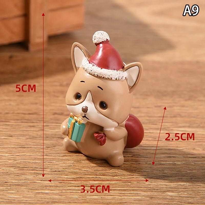 Christmas Series Craft Resin Animal Party Creative Mini Christma Tree Old Girl Kids Cute Gift Home Decoration Supplies Decor
