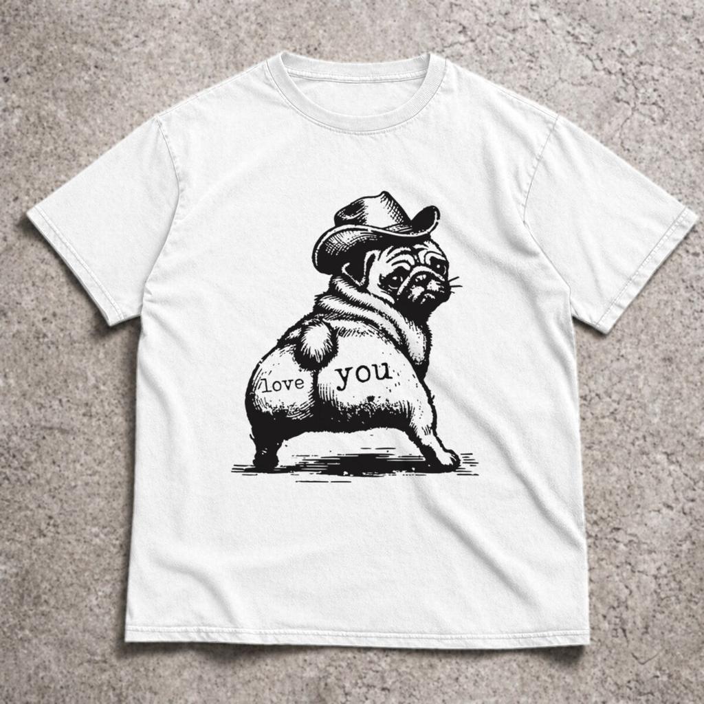 Funny Cowboy Dog Tshirt Dog Lover Humor Print Tshirts for Men Women Couple Gifts Retro Design Casual Short Sleeve Tee