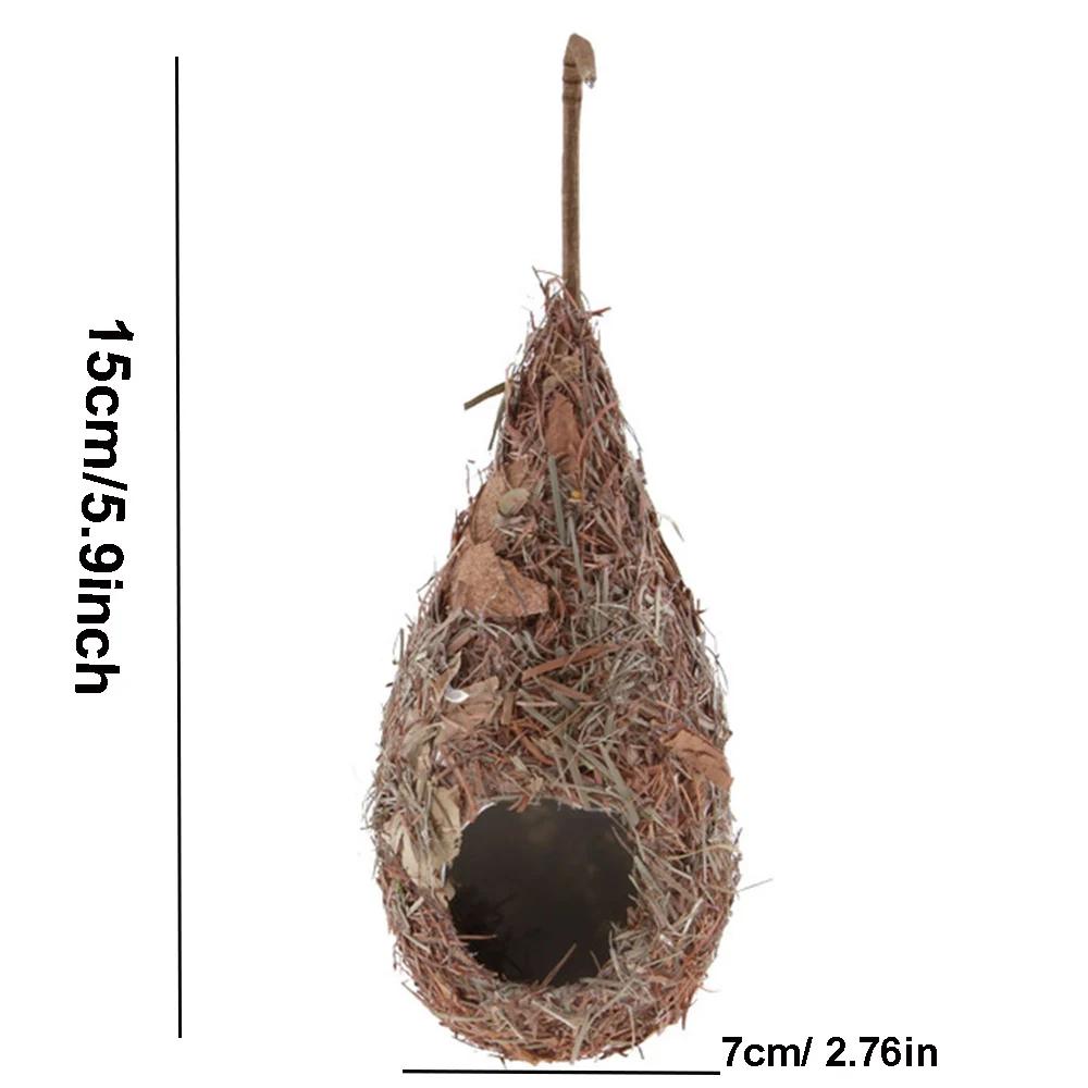 1/2PCS Bird House Natural Grass Hummingbird Bird Nest Fiber Hand-Woven Roosting Nest Bird Hut for Yard Decoration