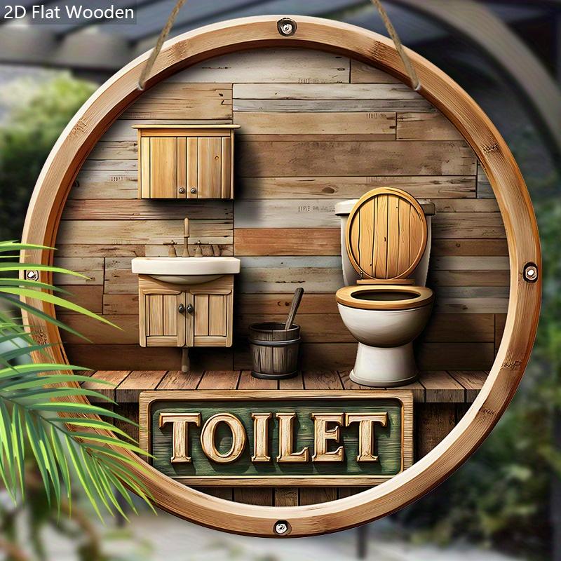 Rustic Toilet Wooden Sign - Decorative Hanging Plaque for Bathroom Door, Wall Decor - Ideal Home Hanging Ornament