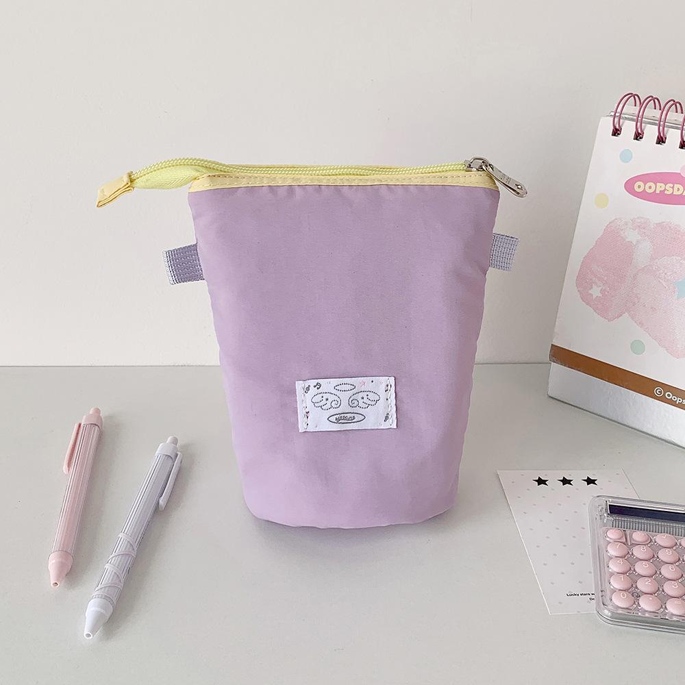Korean Girl Round Dot Stationery Bag Pencil Case Desktop Pen Holder Zipper Coin Purse Coin Pouch Kids Cute Purse Makeup Bag