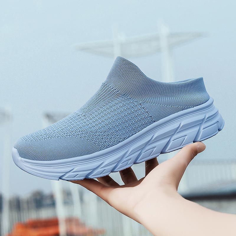 Fashion Summer Mesh Men's Black Casual Shoes Large Platform Walking Non Slip Breathable Women's Outdoor Sports Socks Slippers 35-46