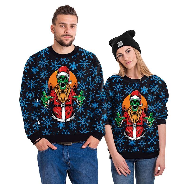 Fun Christmas Printed Pullovers for Men and Women Christmas Sweater Tops Long Sleeves Crew Neck Casual Pullovers Plus Size