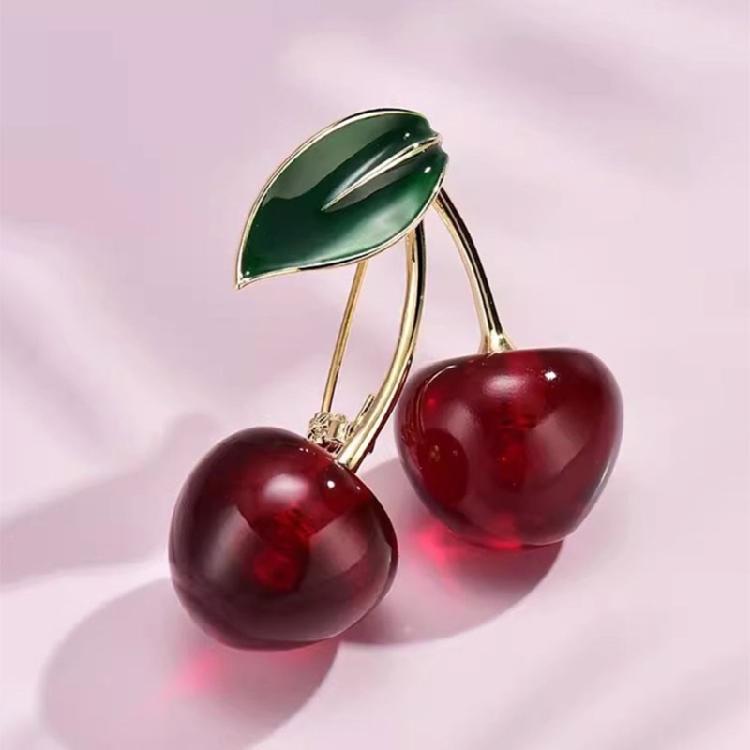 Alloy Cherry Brooch Cherry Corsage Pin Unique Plant Brooch for Those Who Love Unique and Eye Catching Accessories