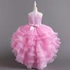 Girls Dress Flower Girl Tail Dress Organza Cake Princess Child Dress Wedding Pom Pom Dress  Little Girl's Favourite Dress Dresses