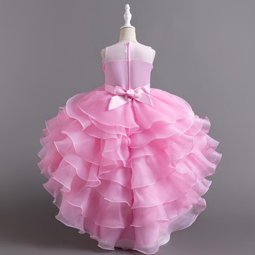 Girls Dress Flower Girl Tail Dress Organza Cake Princess Child Dress Wedding Pom Pom Dress  Little Girl's Favourite Dress Dresses