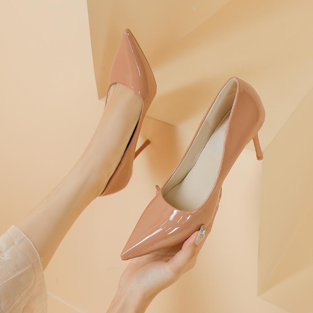 Pantofi cu Toc Înalt pentru Femei 2025 Primăvară/Toamnă Noi Stiletto Culoare Solidă Cu Vârf Decolteu Adânc Eleganți Confortabili Pantofi de Damă