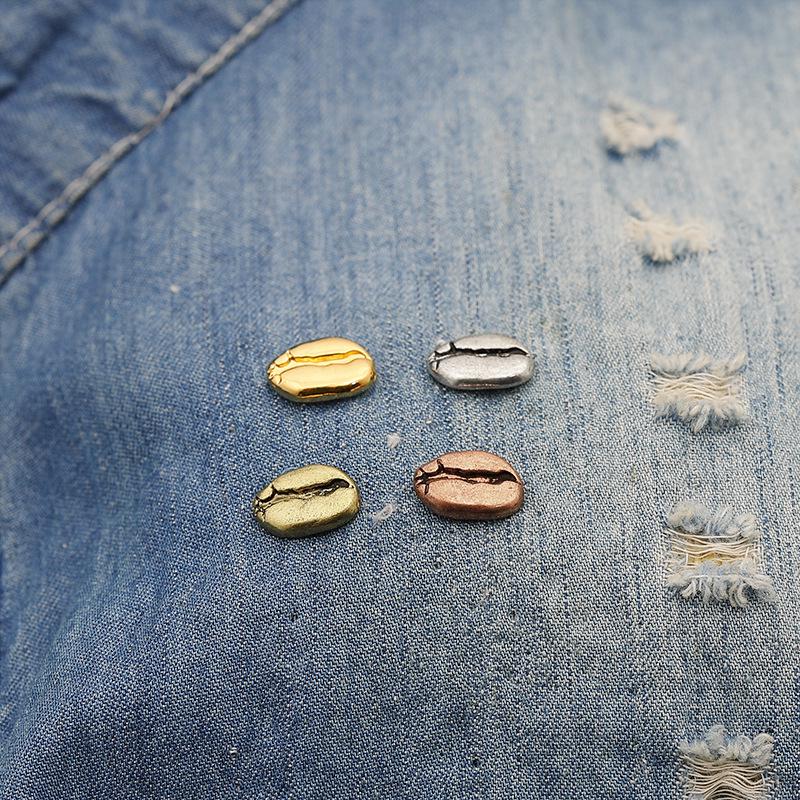 European & American Coffee Utensil Badge Series: Metal Coffee Bean Brooch Lapel Pin Accessories