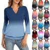 Women's 3/4 Sleeve Top Neck Hem V-Neck Summer Casual -Shirt Gradient Printed Top