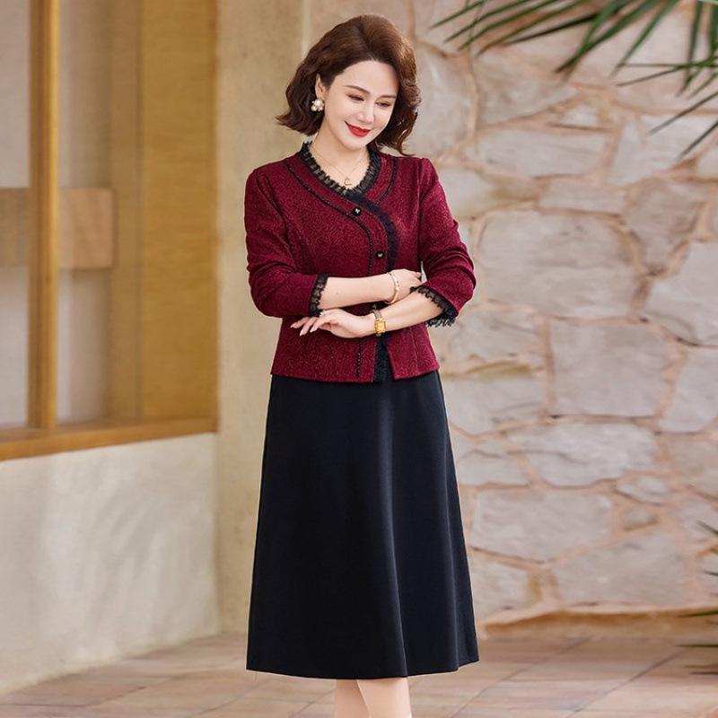 Women's Elegant Spring Two-Piece Dress - 2026 Stylish & Dignified for Middle-Aged Women