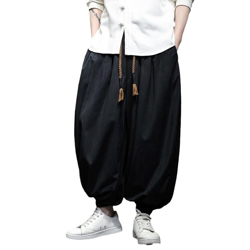 2024 Autumn/Winter Men's Chinese Style Plus Size Corduroy Harem Pants