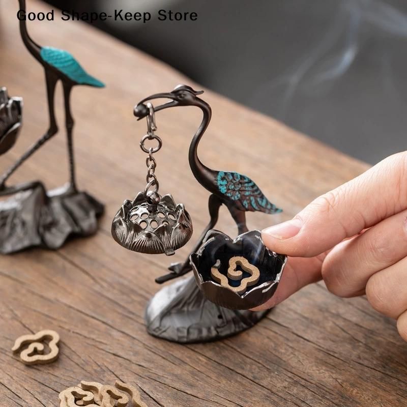Red-crowned Crane Indoor Aromatherapy Gifts Chinese Style Incense Burner Zinc Alloy Good Symbolism Incense Holder Accessories