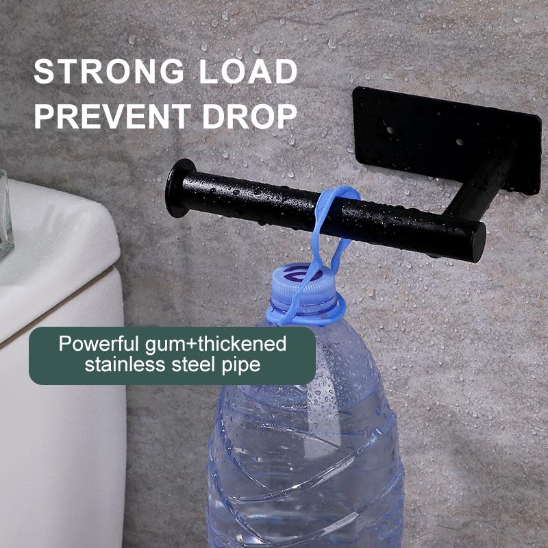 Aluminum Adhesive Toilet Roll Paper Holder Organizer Wall Mount Storage Stand Kitchen Bathroom No Drill Tissue Towel Dispenser