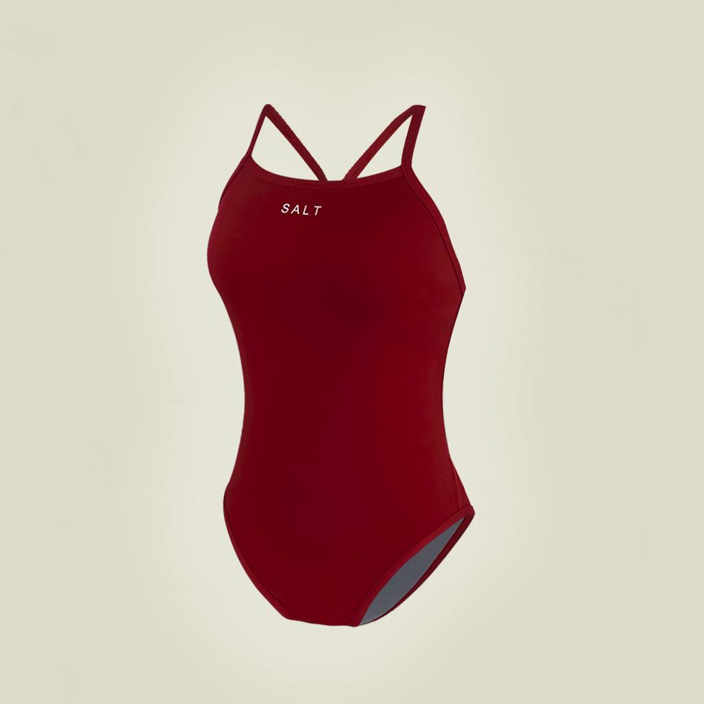 Solteu Red Women'S One-Piece Reversible Single-Back Swimsuit