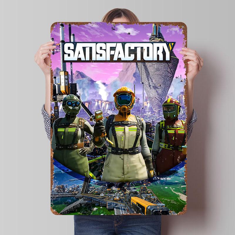 

Satisfactory Game Tinplate Poster Customized Wall Art Vintage Retro Metal Signs for Coffee Bar Accessories Decoration At Home 7.9x11.8In(20x30cm)