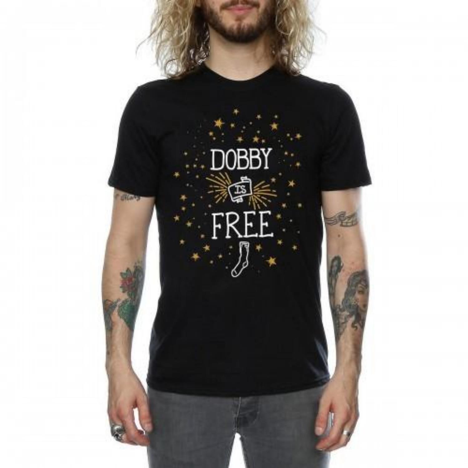 HARRY POTTER Mens Dobby Is Free Cotton T-Shirt XXXXL