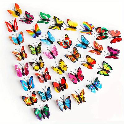 100pcs Simulated 3D Butterflies Versatile Colorful Plastic Butterfly Decorations for Home Garden,Outdoor and Wall Decoration
