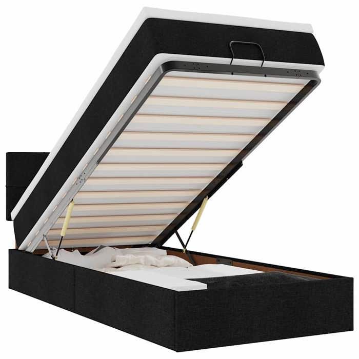Maison Exclusive - Lit ottoman avec matelas et LED noir 80x200cm tissu