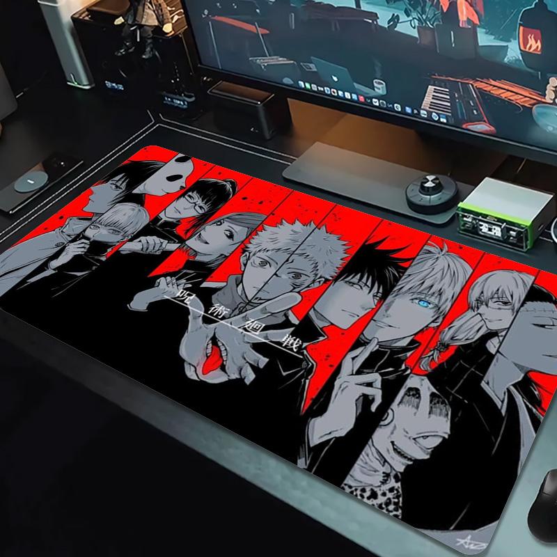 Tappetino per Mouse Colorato Anime Jujutsu Kaisen Grande Cuscino per Tavolo da Gioco Antiscivolo per Laptop Tablet Mousepad Grande Tappetino XXL Mini PC Playmat Con Bordo Lock
