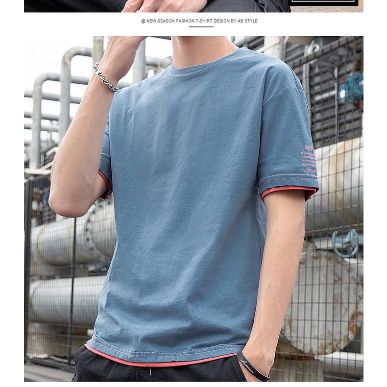 IELGY Lässiges, modisches, einfaches, kurzärmliges koreanisches T-Shirt für Herren