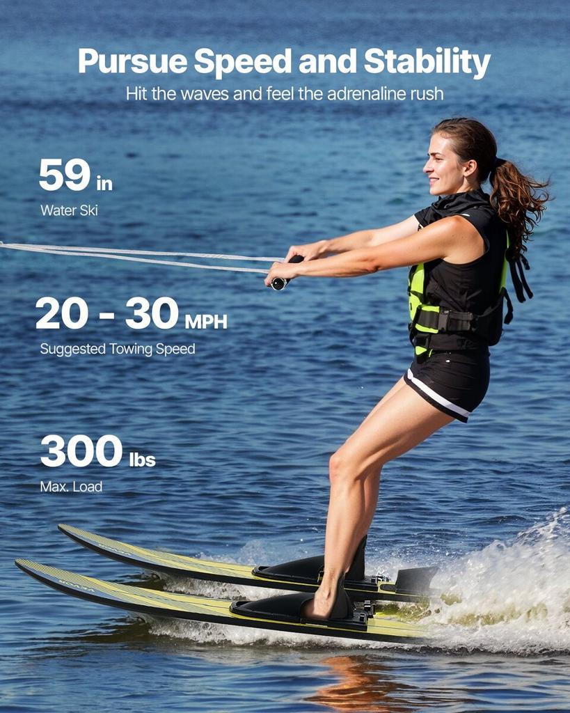 Sci d'acqua combo da 150 cm per adulti Sci d'acqua con attacchi regolabili X-7