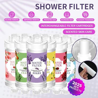 Replaceable Cartridge Scented Shower Head Filter ,Water Softener,Soft Hair/ Skin Chlorine Removal,Bathroom Accessories