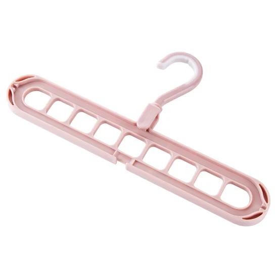 

2 шт. Нескользящая пластиковая вешалка для одежды Стойка для хранения Держатель Организатор для гардероба Экономия места для одежды Подвесные крючки розовый