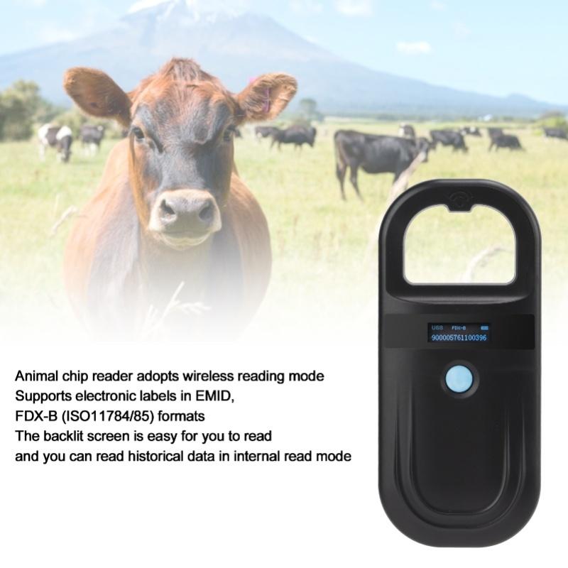 Black Pet Microchip Scanner 134.2Khz Animal Handheld Reader Pet Tag Scanner For Cats Dogs