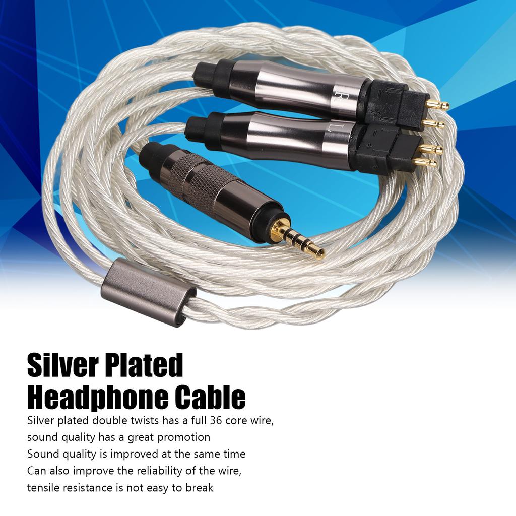 36 Core Upgrade Earphone Cable Silver Plate Replacement Cable for Sennheiser HD414 HD650 HD600 HD580 HD25 HD535