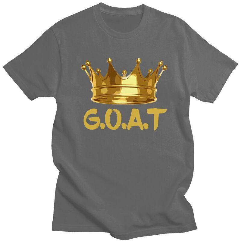 Golden Crown GOAT King TShirt Pure Cotton Tees Shirt Streetwear Tshirts Casual ShortSleeve Clothes For Men Birthday Gift