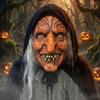 Gruselige braune Haut Hexe Latexmaske mit weißen Haaren für Halloween-Partymasken und Theateraufführungen