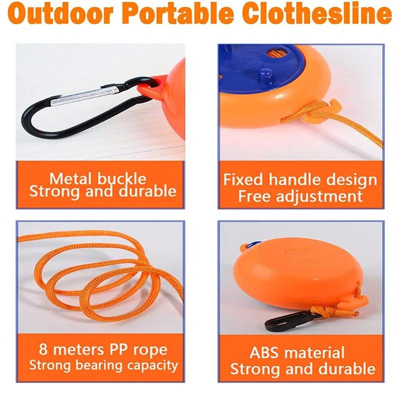 Clothesline Laundry Drying Rope 8M Outdoor Clothes Line Windproof Anti-slip Retractable Cord for Laundry Drying Line Camping