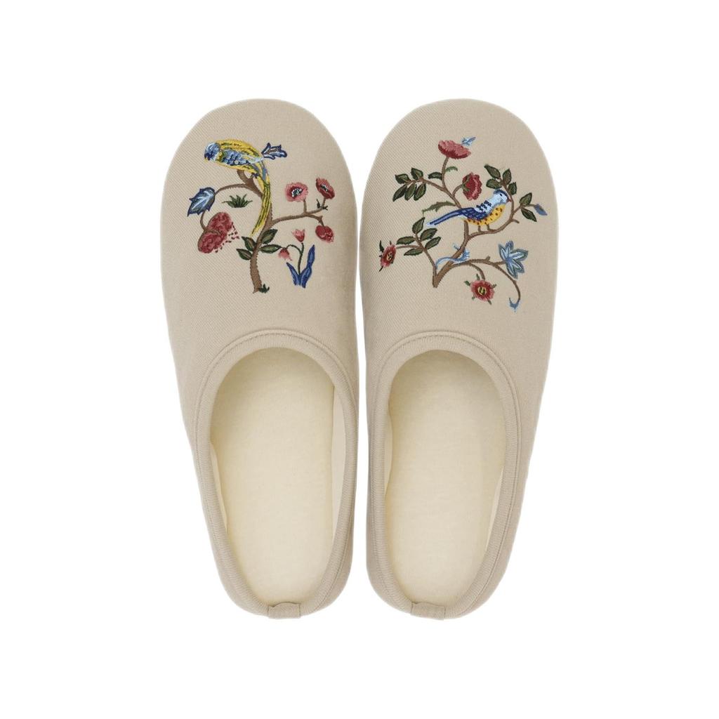 Kawashima Selkon Textiles Morris Design Studio Kelmscott Tree GS1701 Slippers, Beige, Medium,