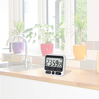Digitaler Küchentimer mit Stumm/Laut-Alarmschalter EIN/AUS-Schalter 12-Stunden-Uhr & Alarm Speicherfunktion Hochzählen Herunterzählen