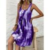 Nuovo Vestito Moda Senza Maniche Tie Dye Stampato Primavera/Estate Ampio Pieghettato Elegante A-line Corto da Festa Casual Semplice Vestito Estivo