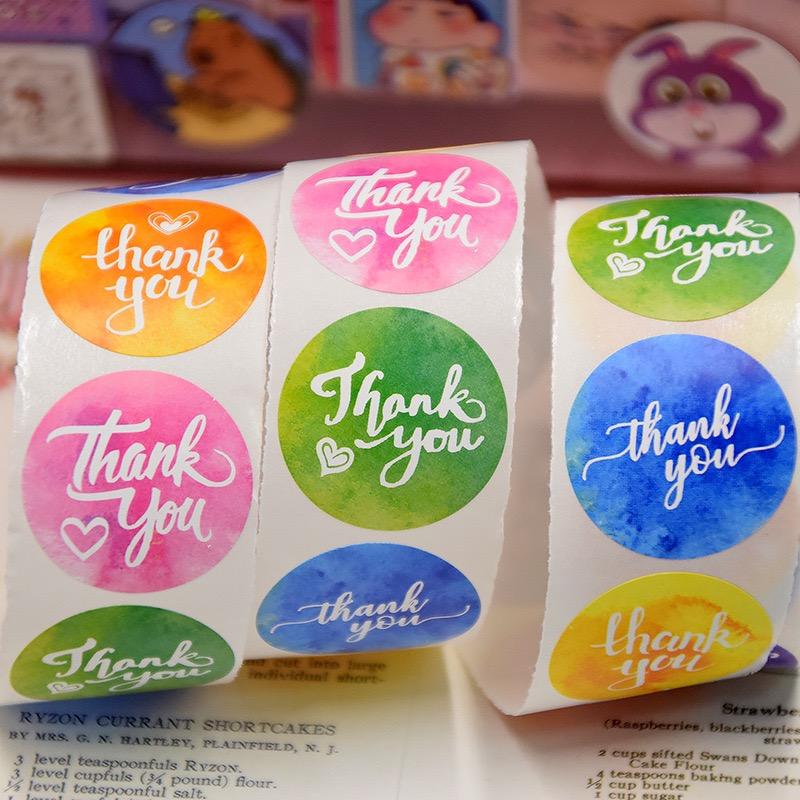500 Pcs/roll 1 Inch Colourful Thank You Stickers for Gift Wrapping, Envelope Sealing, Small Business Office Supplies, Diy Decora