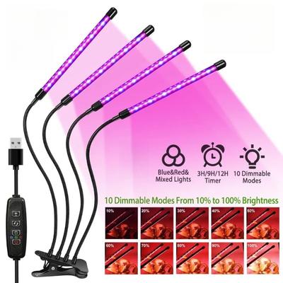 USB Plants Grow Lamp 1/2/34 Heads Full Spectrum Led Grow Light with Timer Dimmable Phyto Succulent Lamp Supplementary Light Lamp